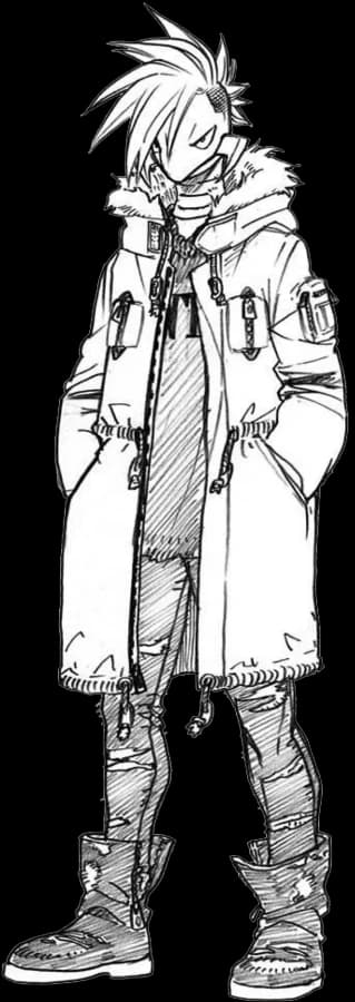 croquis de Togaru Kamakiri de l'annimé my hero academia